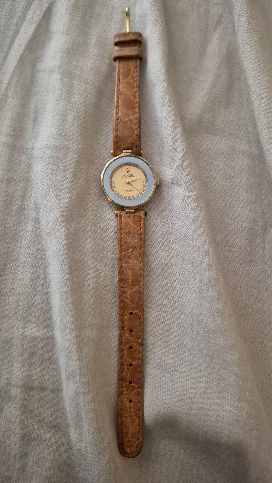 Rolex  Plated Swiss Quartz Horloge, Sieraden, Tassen en Uiterlijk, Ophalen of Verzenden, Gebruikt, Leer, Overige merken