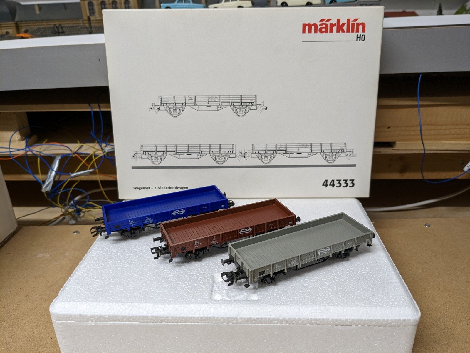 Märklin H0 44333 Wagons NS - 3 lage boordwagens, Wisselstroom, Wagon, Ophalen of Verzenden, Märklin