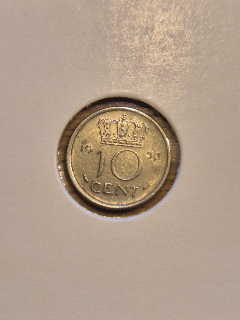 Nederland - 10 Cent 1956, Postzegels en Munten, Munten | Nederland, Verzenden, Koningin Juliana, 10 cent, Losse munt