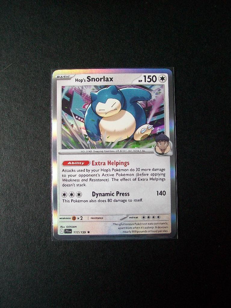 1976. Nieuwe Pokemon Kaart Holofoil Hop's SNORTAX  (117/159), Verzenden, Nieuw, Losse kaart, Foil