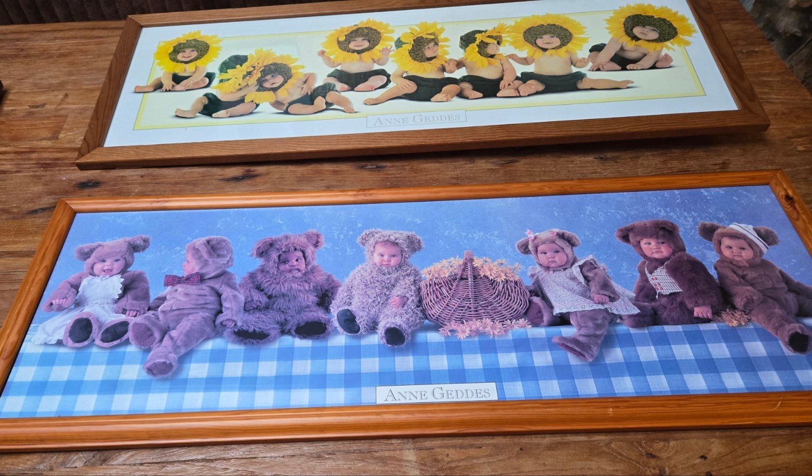 2x Tof Schilderij Anne Geddes! Zonnebloem Baby, Beer, Ophalen of Verzenden, Zo goed als nieuw, Schilderij, 75 tot 100 cm