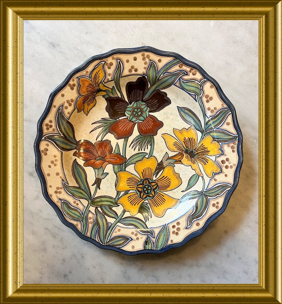 Handgeschilderd platelen bord, decor Unica, Plazuid Gouda, Ophalen of Verzenden