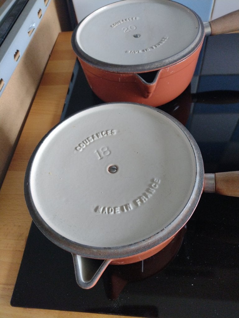 Cousances Gietijzeren Pannenset - Roodbruin (5 stuks), Ophalen, Gebruikt, Gietijzer, Met deksel