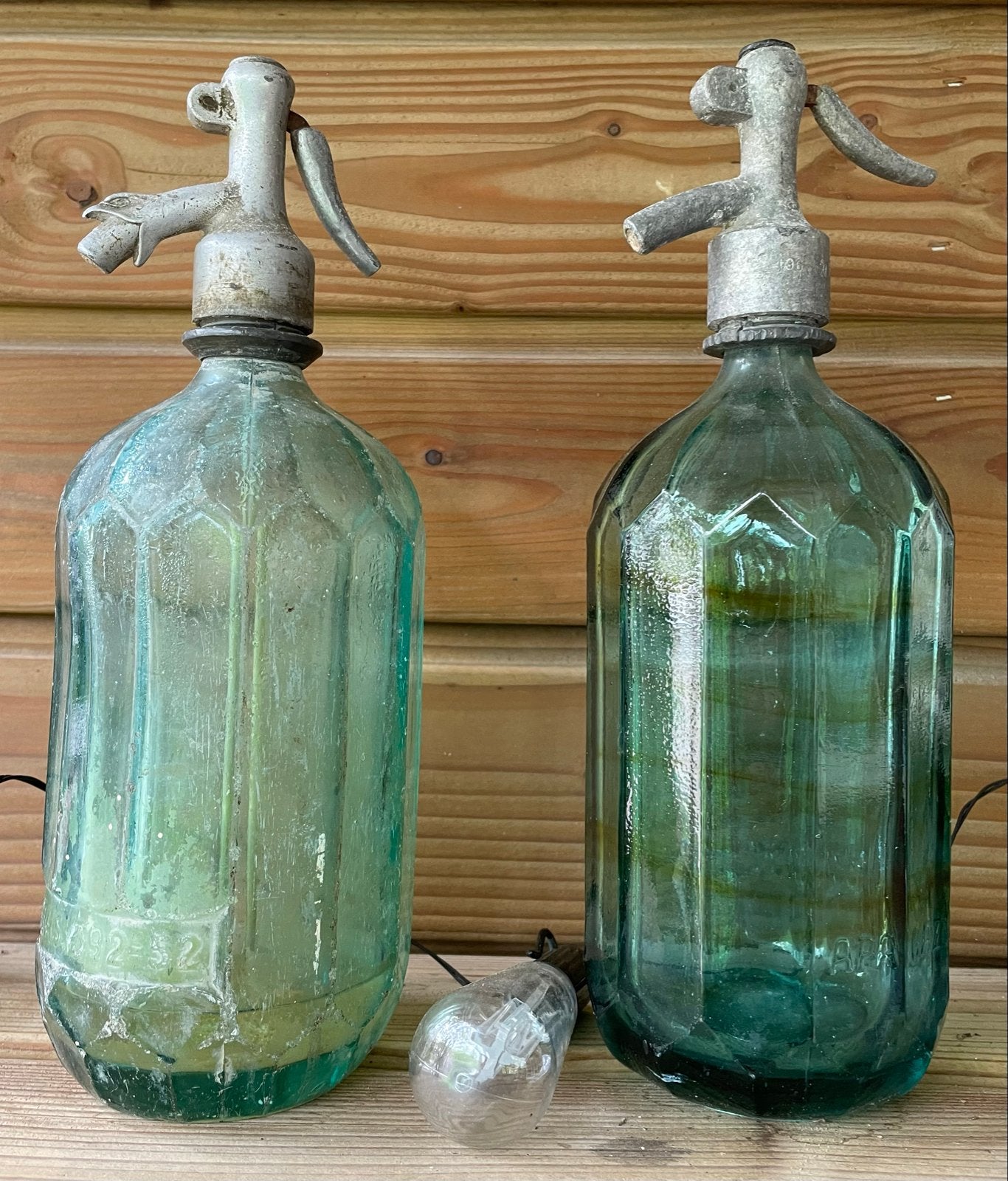 Decoratieve Vintage Spuitwaterflessen - Groen Glas, Ophalen of Verzenden