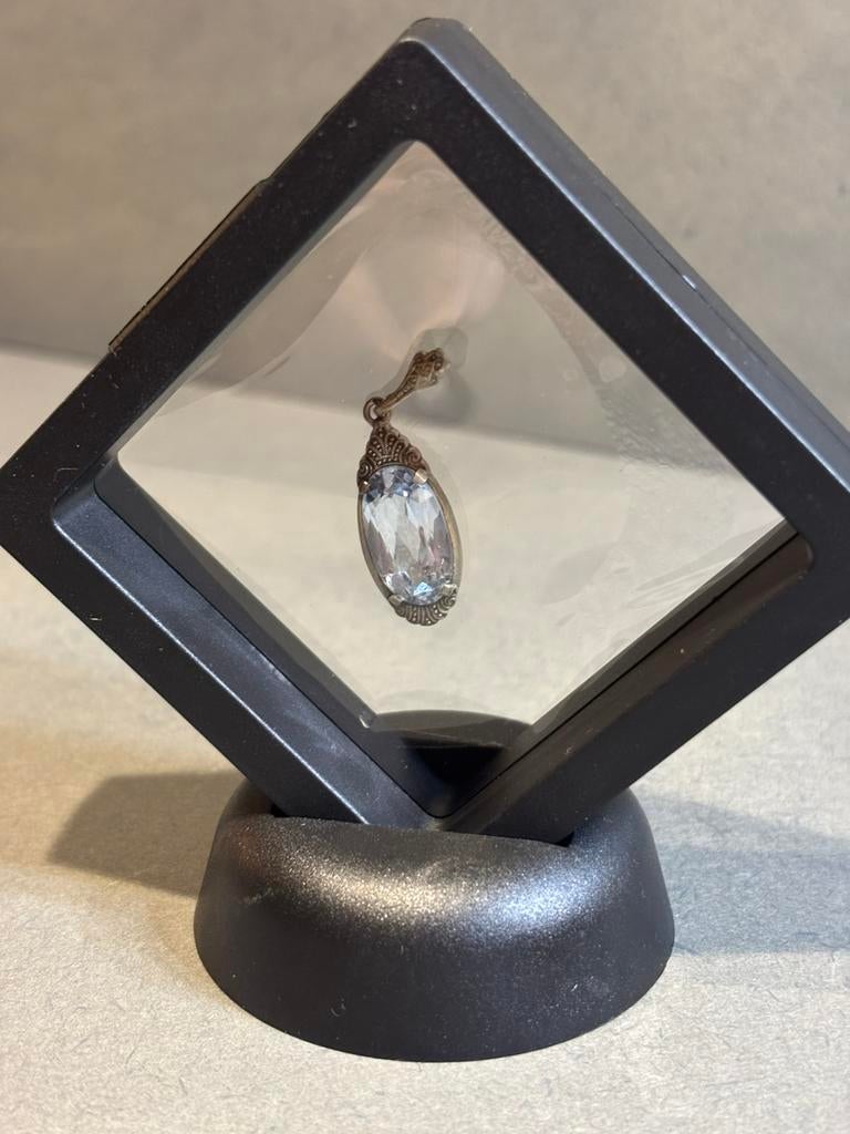 Zilveren hanger 925 met grote blauwe steen – vintage stijl, Sieraden, Tassen en Uiterlijk, Kettinghangers, Ophalen of Verzenden