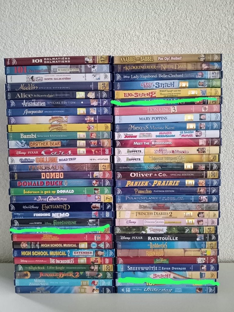 57 DVD's met WALT DISNEY Films, Gebruikt, Alle leeftijden, Overige genres, Ophalen of Verzenden