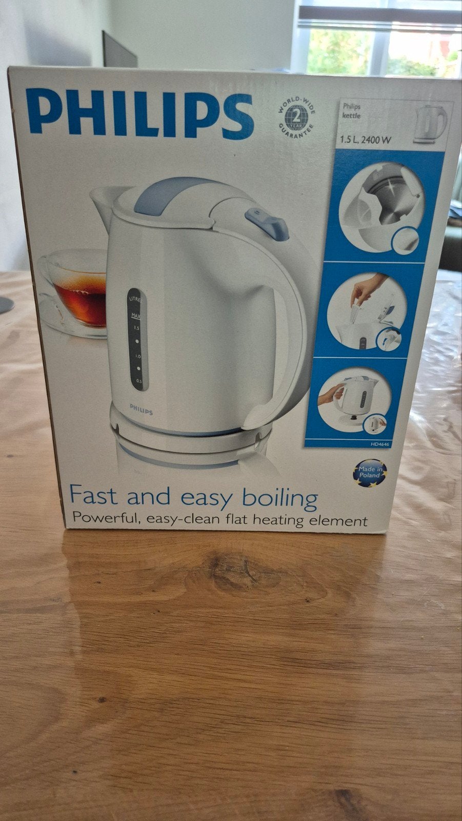 Nieuwe Philips waterkoker - 1,5L inhoud, Witgoed en Apparatuur, 1 tot 2 liter, Ophalen, Nieuw