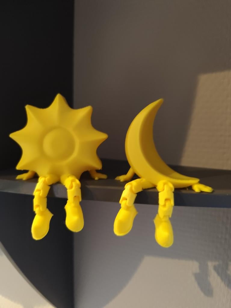 3D Geprinte Zon en Maan Decoratie met Beweegbare Poten, Ophalen of Verzenden, Nieuw