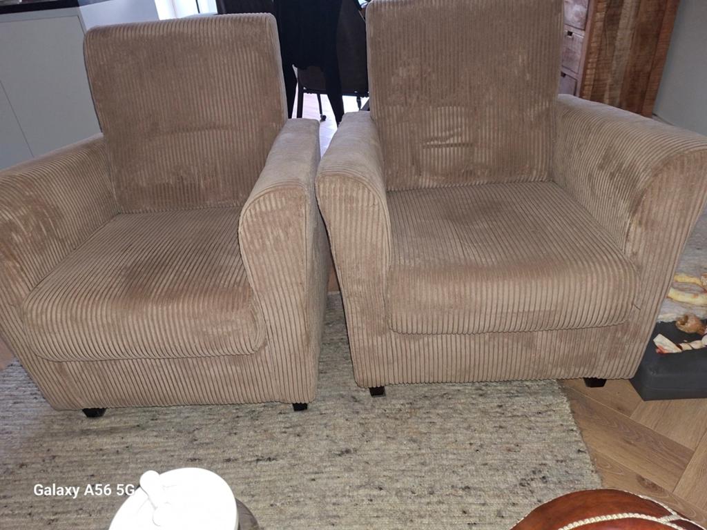 Ribcord stoelen 2 stuks per 2 verkocht, Ophalen