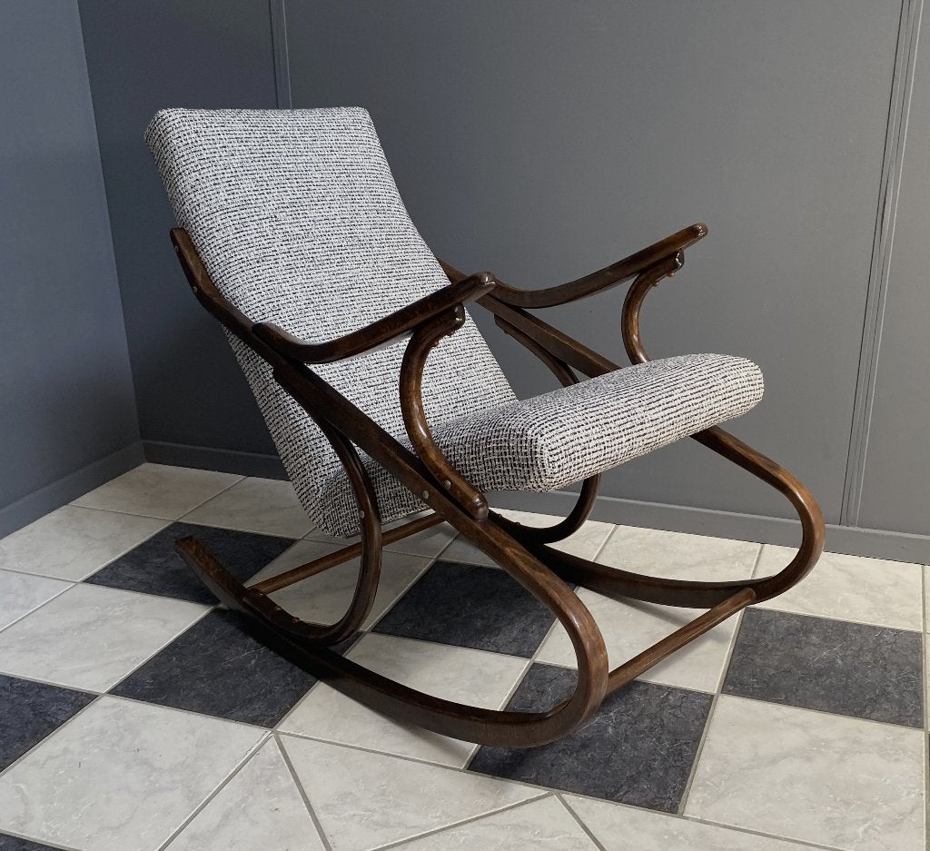 60 jaren schommel stoel Ton Thonet opnieuw bekleed wit zwart, Ophalen, Hout, Overige kleuren, Eén