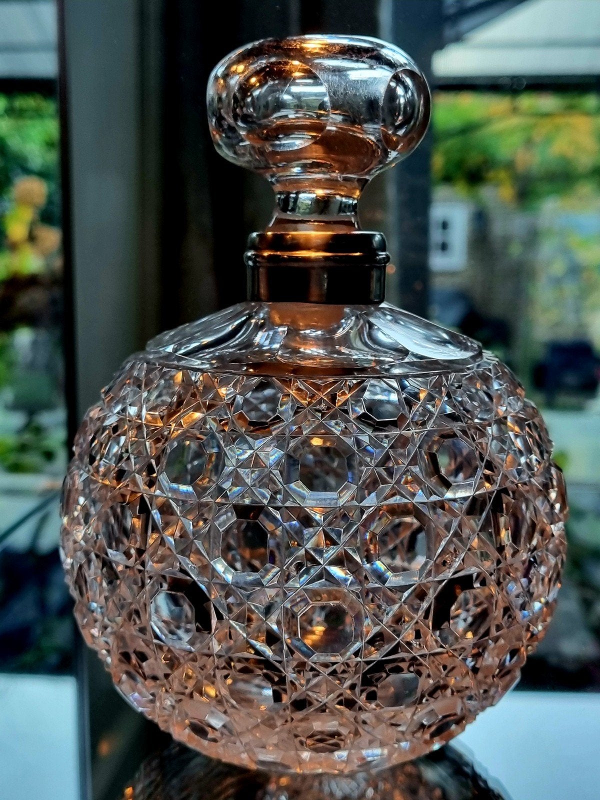 ANTIEK KRISTALLEN GROTE PARFUMFLES UIT 1898 MET ZILVER. 16cm, Antiek en Kunst, Ophalen of Verzenden