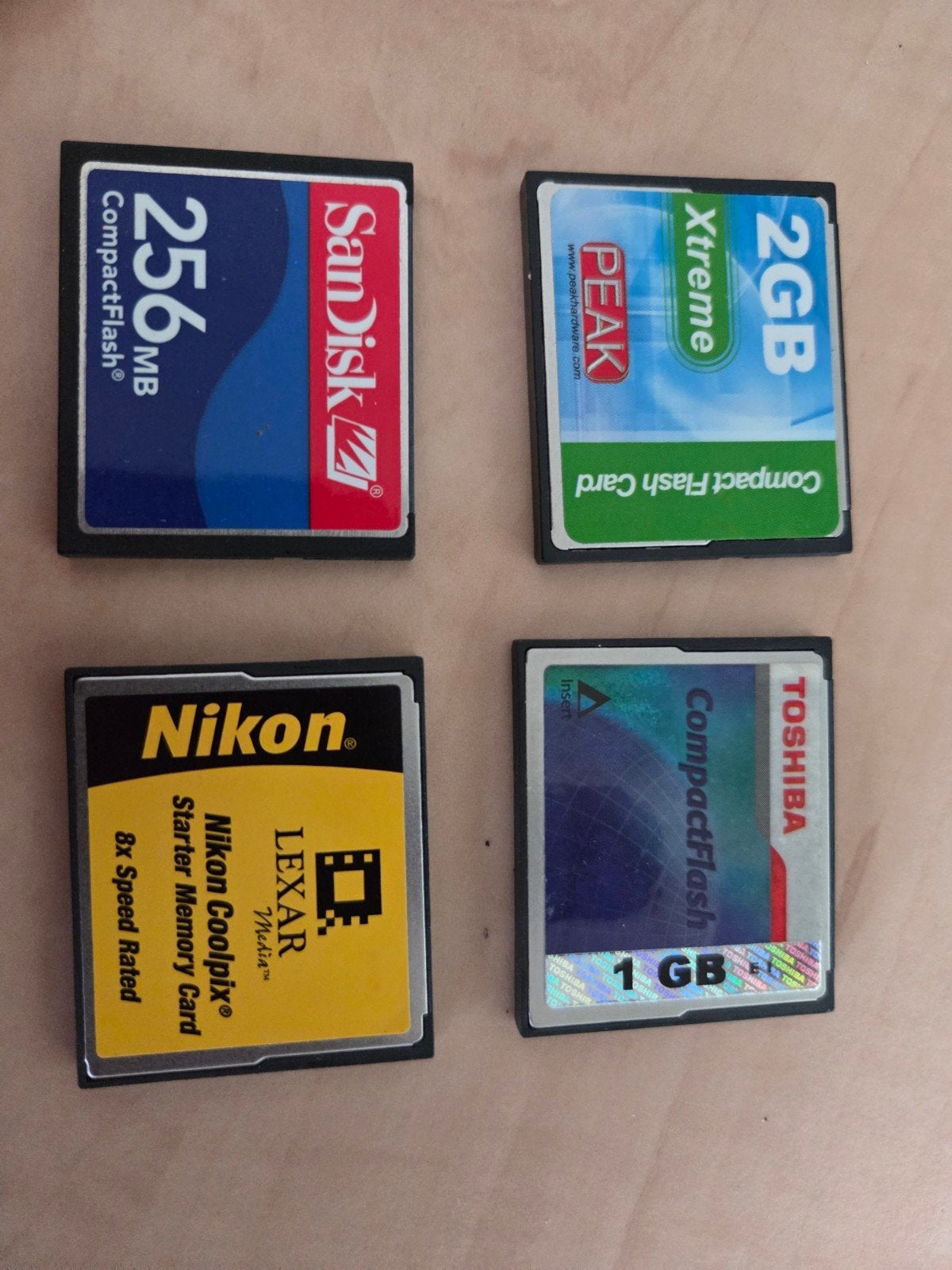 CompactFlash geheugenkaarten: 2GB, 1GB, 256MB, 16MB, Audio, Tv en Foto, Fotocamera, CompactFlash, Gebruikt, Minder dan 2 GB
