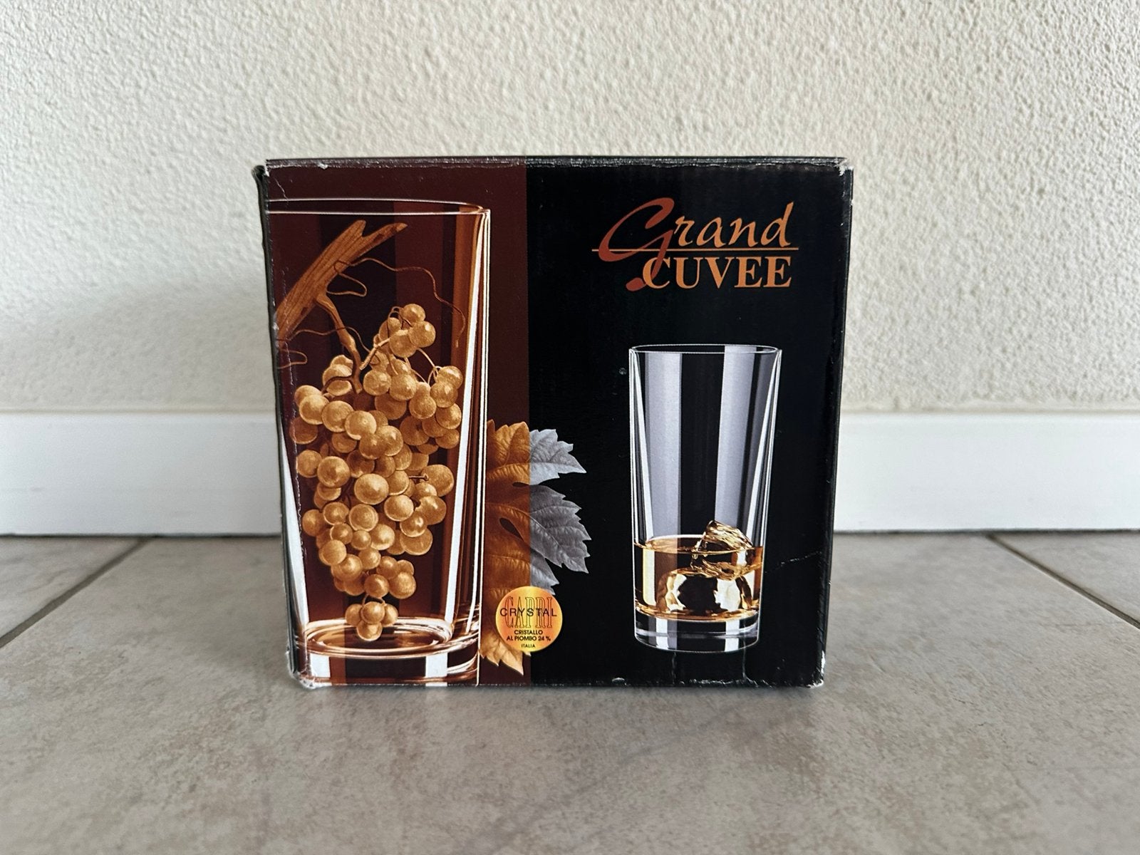 kristallen longdrinkglazen 2x400ml Lood kristal 24% Italië, Ophalen of Verzenden, Nieuw, Glas