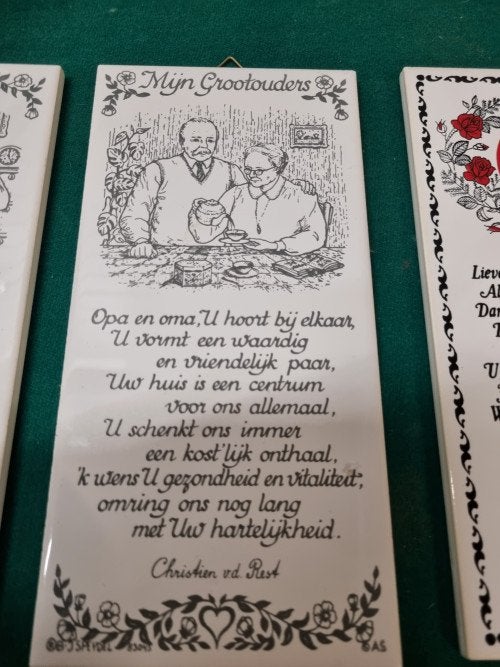 spreuktegels opa oma ouders 3 stuks, Ophalen of Verzenden, 'T Olde Gre-j, Info@toldegrej.nl, Endepoelstraat 20f Didam