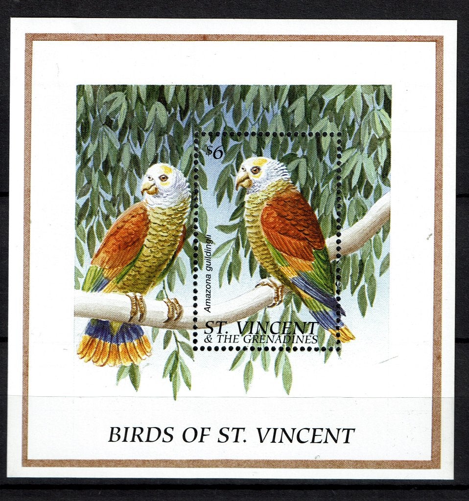 st vincent 1996 pf blok papegaaien vogels birds parrots, Ophalen of Verzenden, Postfris, Dier of Natuur