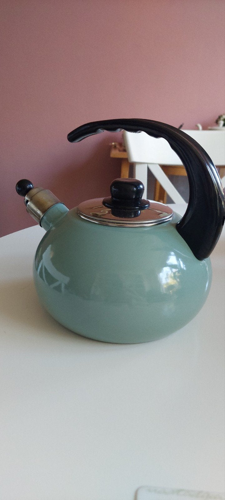 Stijlvolle fluitketel - Groen, 1 tot 2 liter, Ophalen of Verzenden, Zo goed als nieuw