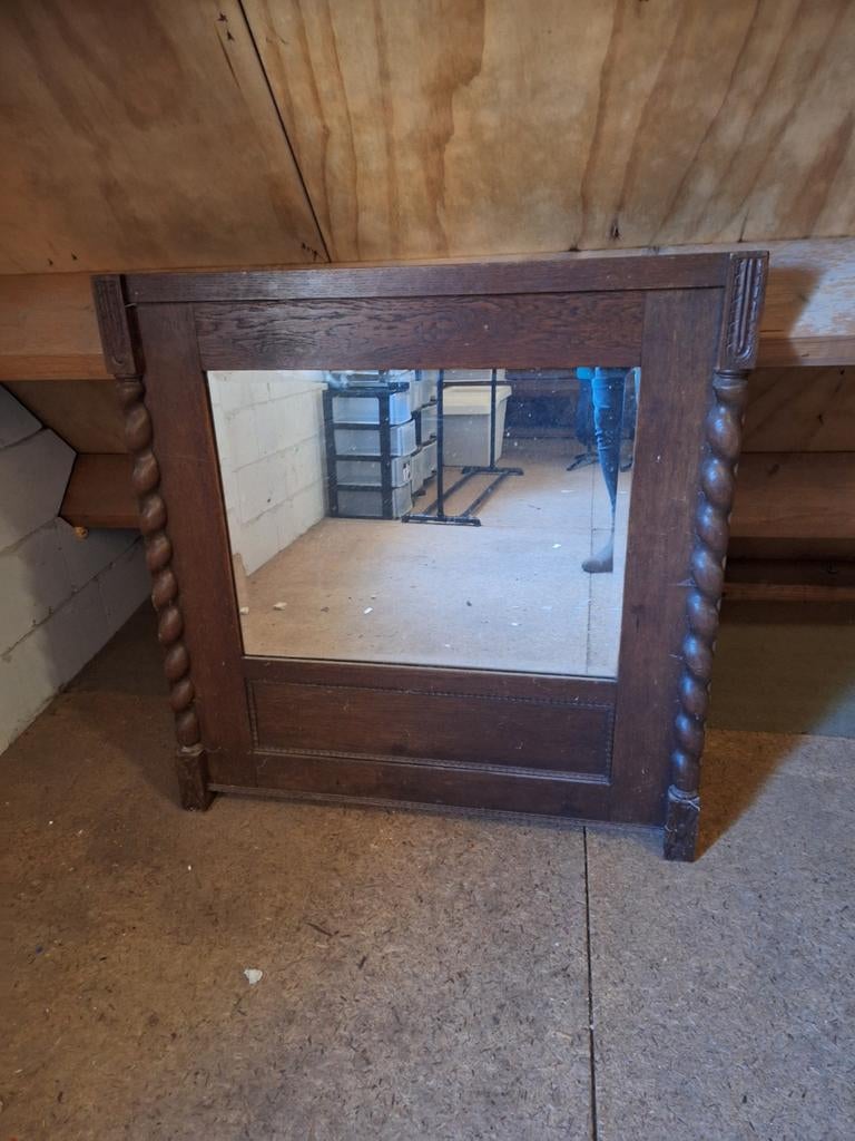Antieke Spiegel met Houten Frame, Ophalen, Rechthoekig, 50 tot 100 cm, 100 tot 150 cm