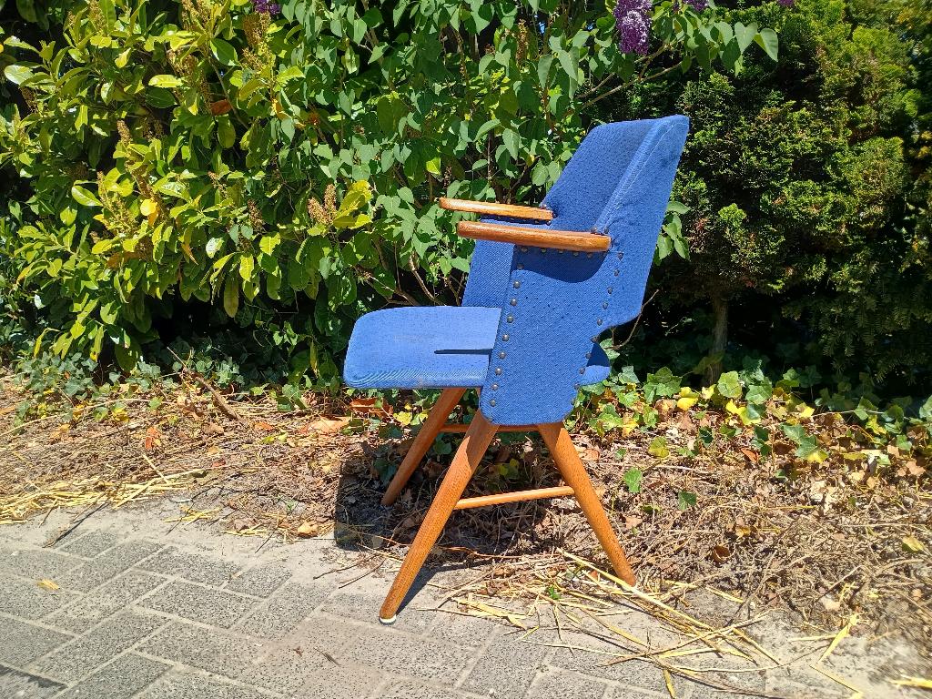 Cees Braakman eetkamerstoelen Pastoe FT30, Ophalen, Gebruikt, Blauw, Vintage design jaren '50