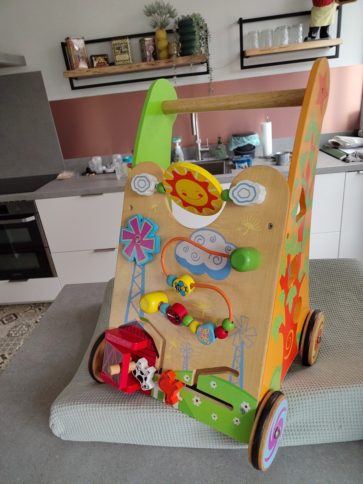 Houten loopwagen met activiteitenpaneel, Ophalen, Gebruikt, Overige typen, Met wieltjes