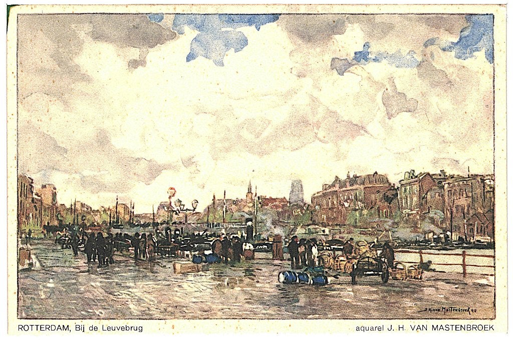 805413	Rotterdam	Bij de Leuvebrug	Nette kaart Onbeschreven, Ophalen of Verzenden, 1940 tot 1960, Ongelopen, Zuid-Holland