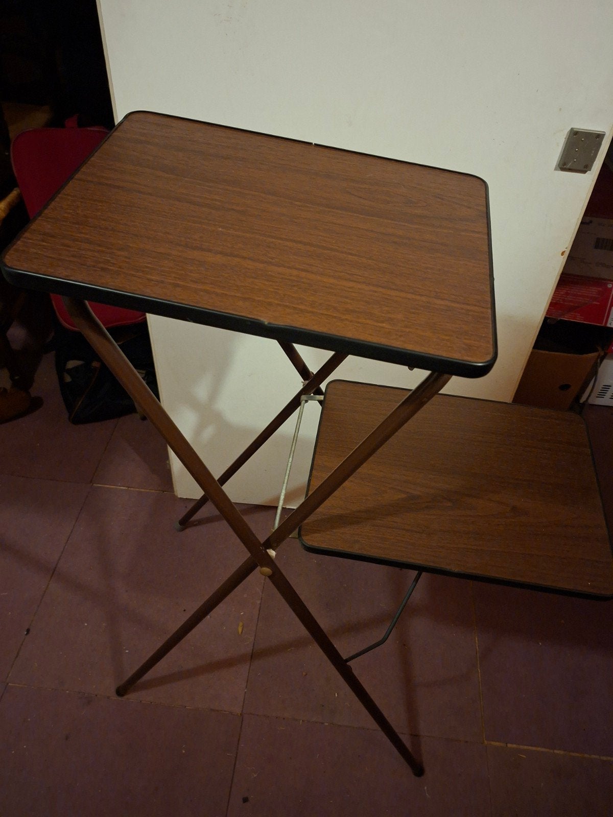Vintage opklapbaar bijzettafeltje met twee niveaus, Minder dan 50 cm, Tot twee personen, Minder dan 50 cm, Vintage, Retro