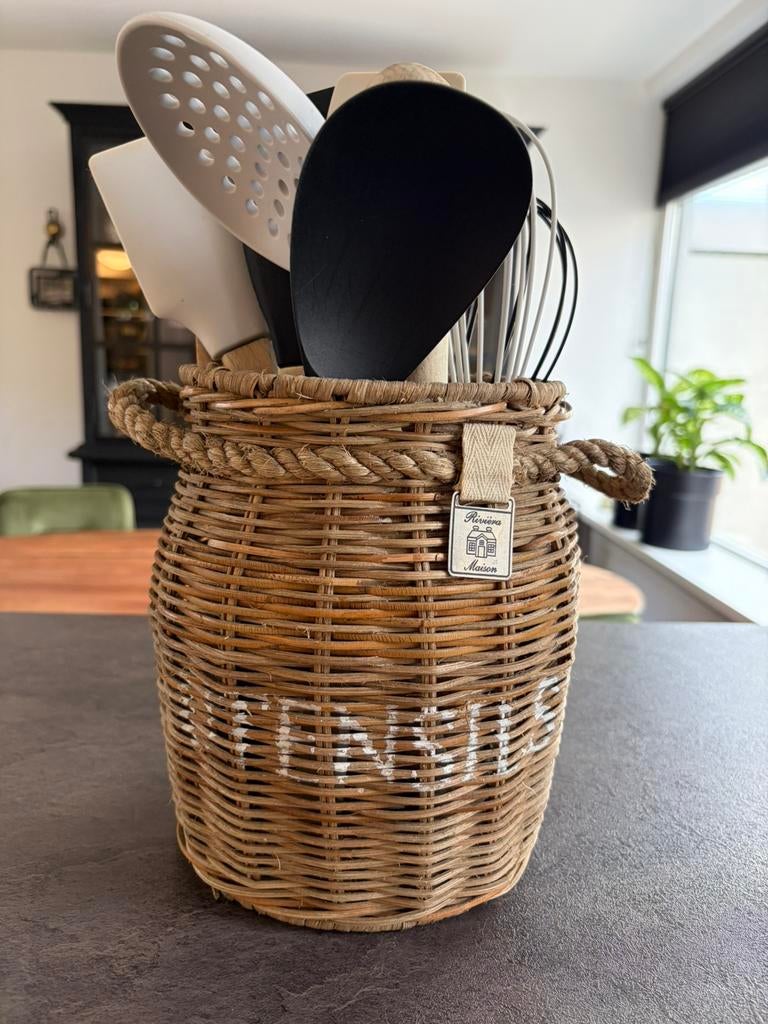 Cutlery jar met keukengerei, Huis en Inrichting, Ophalen, Gebruikt, Rechthoekig