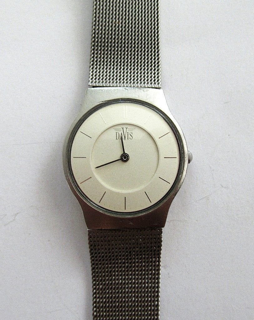 Davis unisex quartz horloge met mesh horlogeband., Ophalen of Verzenden, Nieuw, Staal, Overige merken