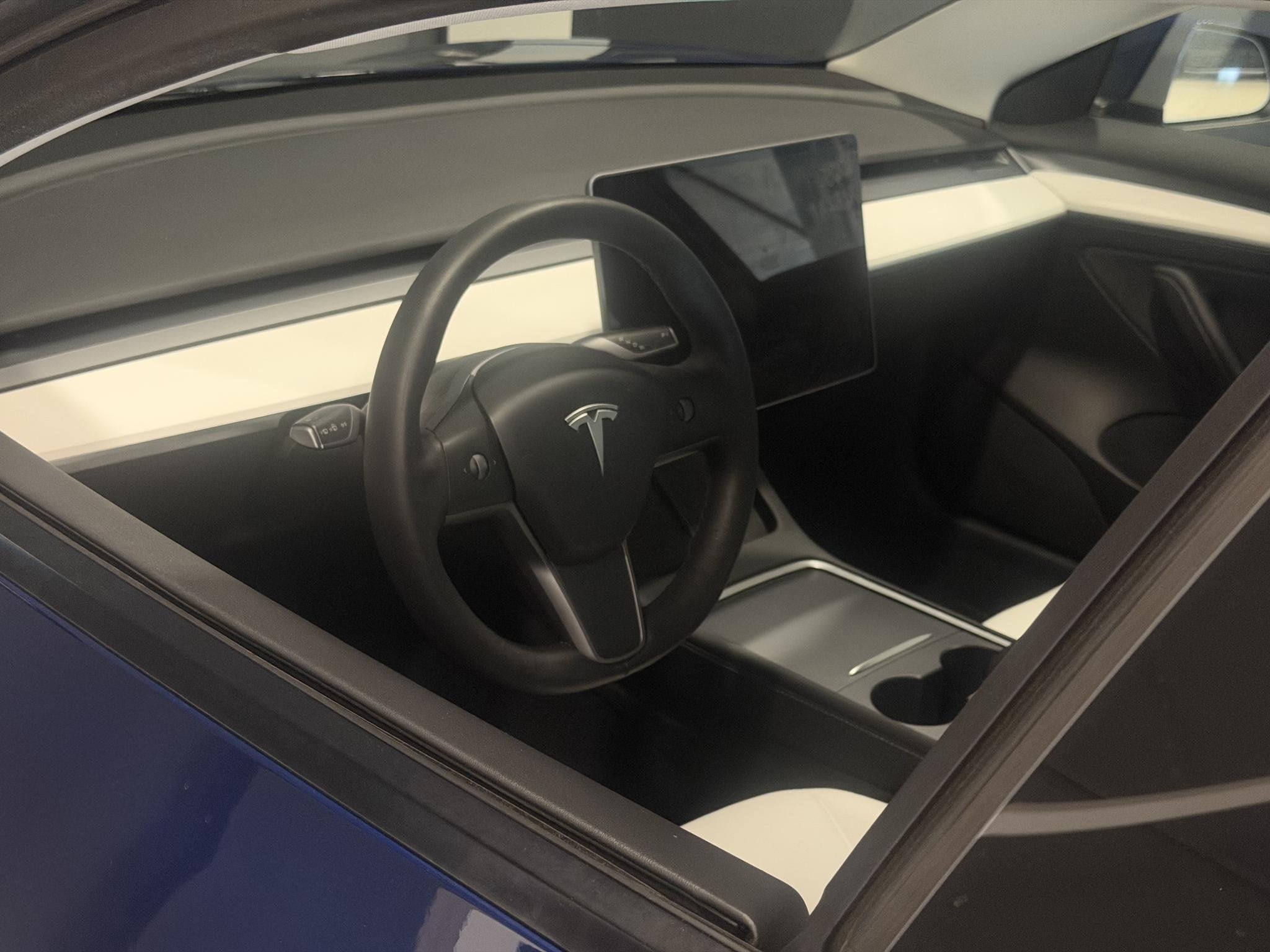 Tesla Model 3 Long Range AWD 75 kWh | Wit leder interieur |, Automaat, Stof, Gebruikt, Blauw