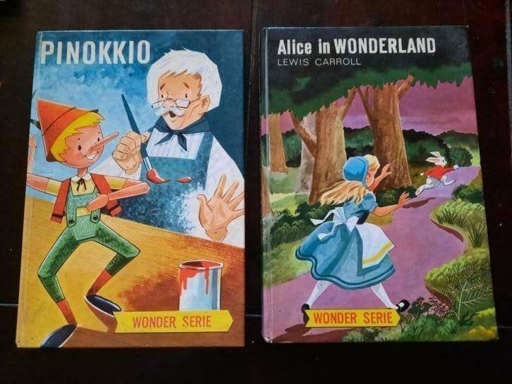 Kinderboeken Wonderserie Pinokkio + Alice in wonderland 1965, Boeken, Gelezen, Fictie algemeen, Aalders en Aalbers, Ophalen of Verzenden