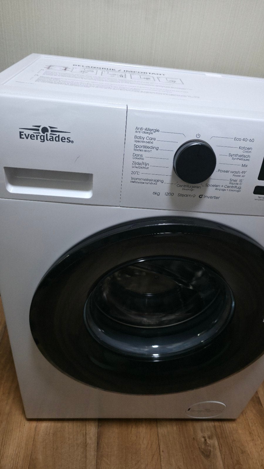 Everglades EVWM61201AW Wasmachine - 6kg, 1200 toeren, Ophalen, Handwasprogramma, Nieuw, Voorlader