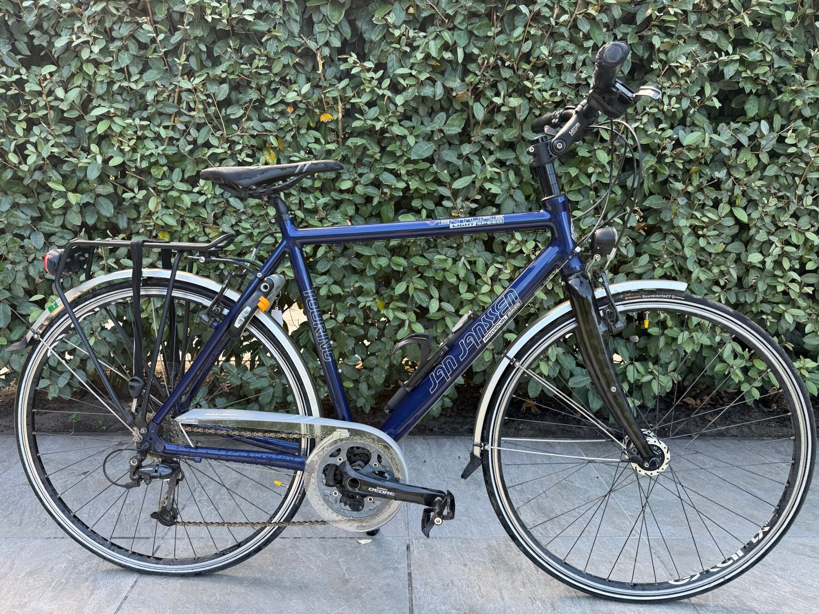 Jan Janssen Touringfiets - Blauw, Shimano Deore, 28 inch, Gebruikt, Velgrem, Meer dan 20 versnellingen