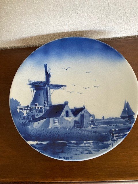 GROOT Delfts blauw bord Hollandse voorstelling, Antiek en Kunst, Ophalen of Verzenden