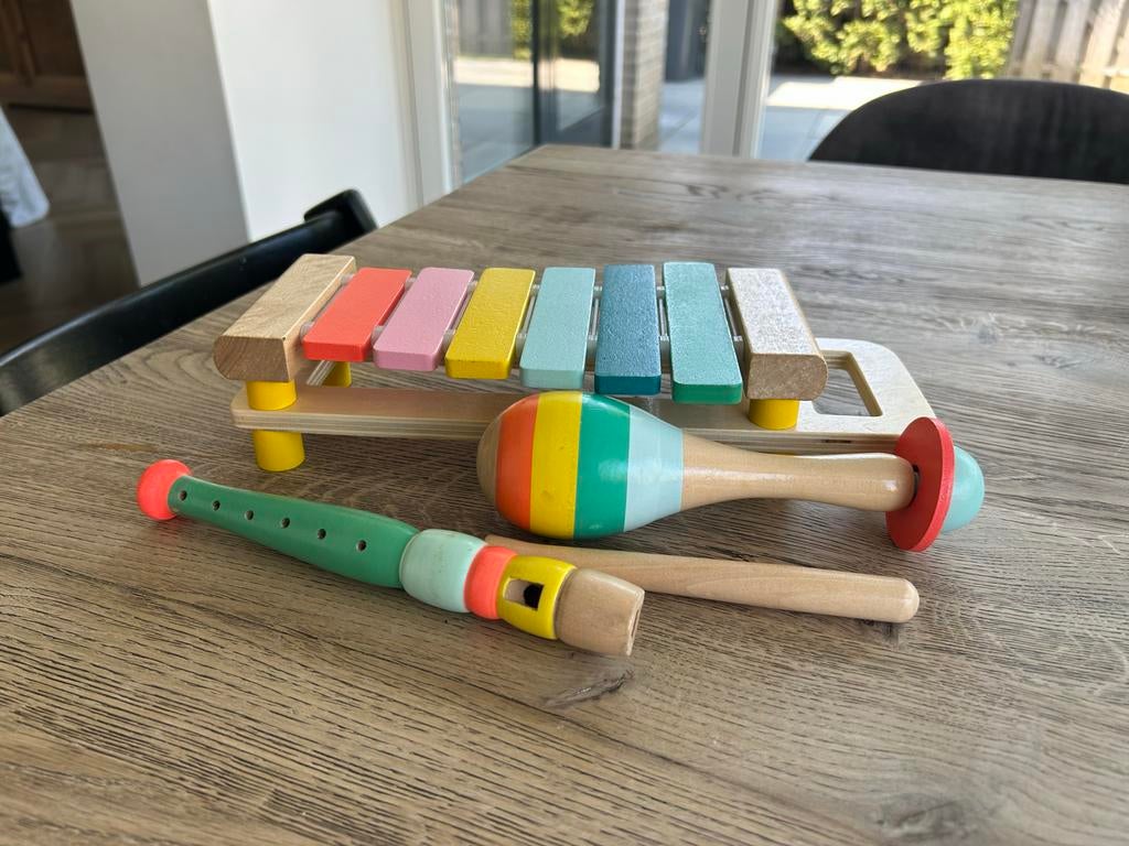 Houten Muziekinstrumenten Set: Xylofoon, Maraca, Fluit, Kinderen en Baby's, Speelgoed | Educatief en Creatief, Ophalen, Gebruikt