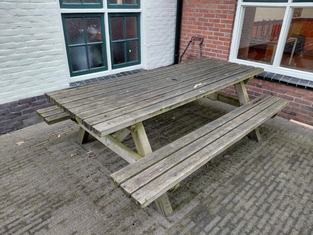 2 picknicktafels 8 personen, Tuin en Terras, Picknicktafels, Ophalen, Gebruikt, Rechthoekig, Hout