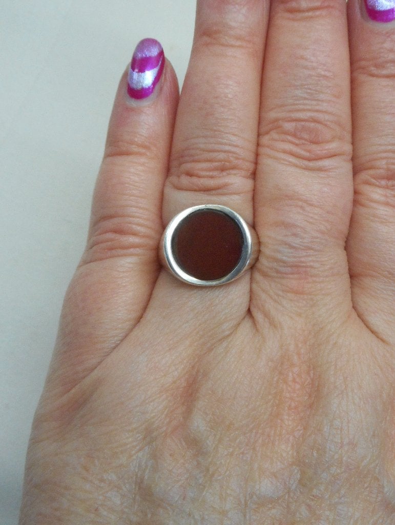 Zilveren vintage ring met carneool maat 18 nr. 1408