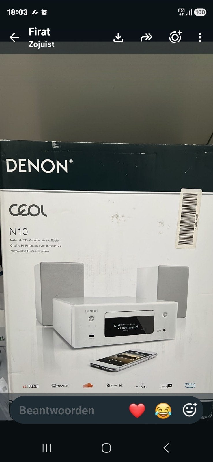 Denon CEOL N10 HiFi Set Wit - Nieuw in Doos - Compleet, Ophalen of Verzenden, Nieuw, Denon