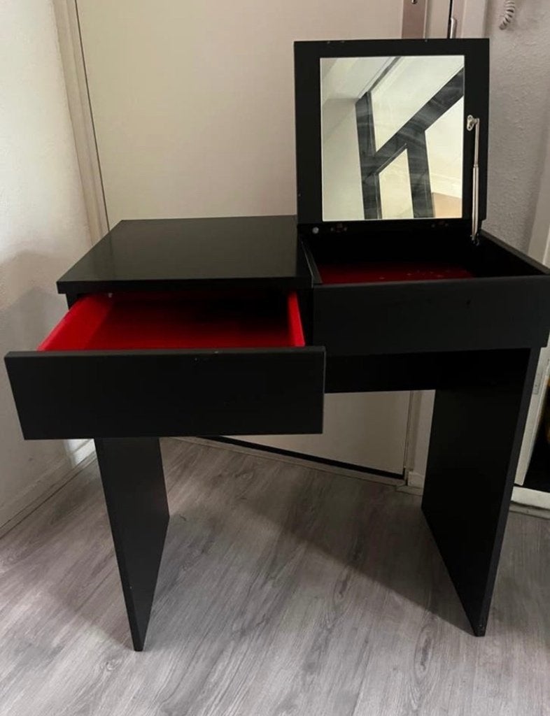 IKEA BRIMNES zwarte kaptafel met spiegel, Ophalen, Gebruikt, 50 tot 100 cm, Minder dan 100 cm