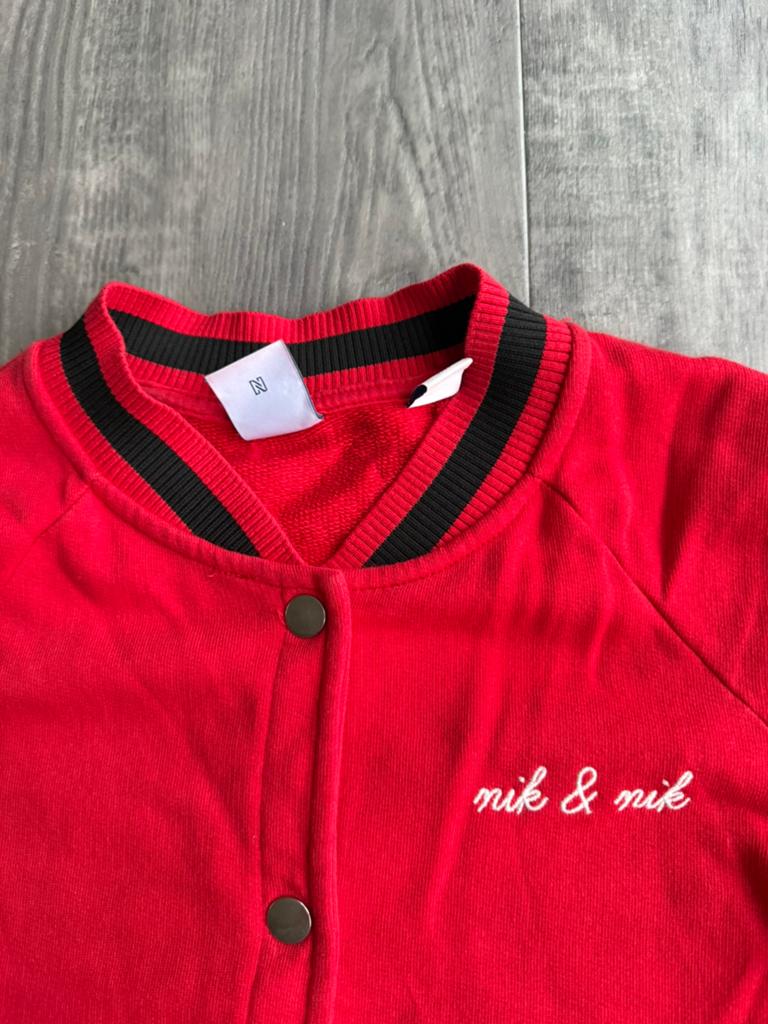 Collegevest jas Nik & Nik maat 164 14 in kleur rood, Verzenden, Zo goed als nieuw, Jongen of Meisje, Trui of Vest