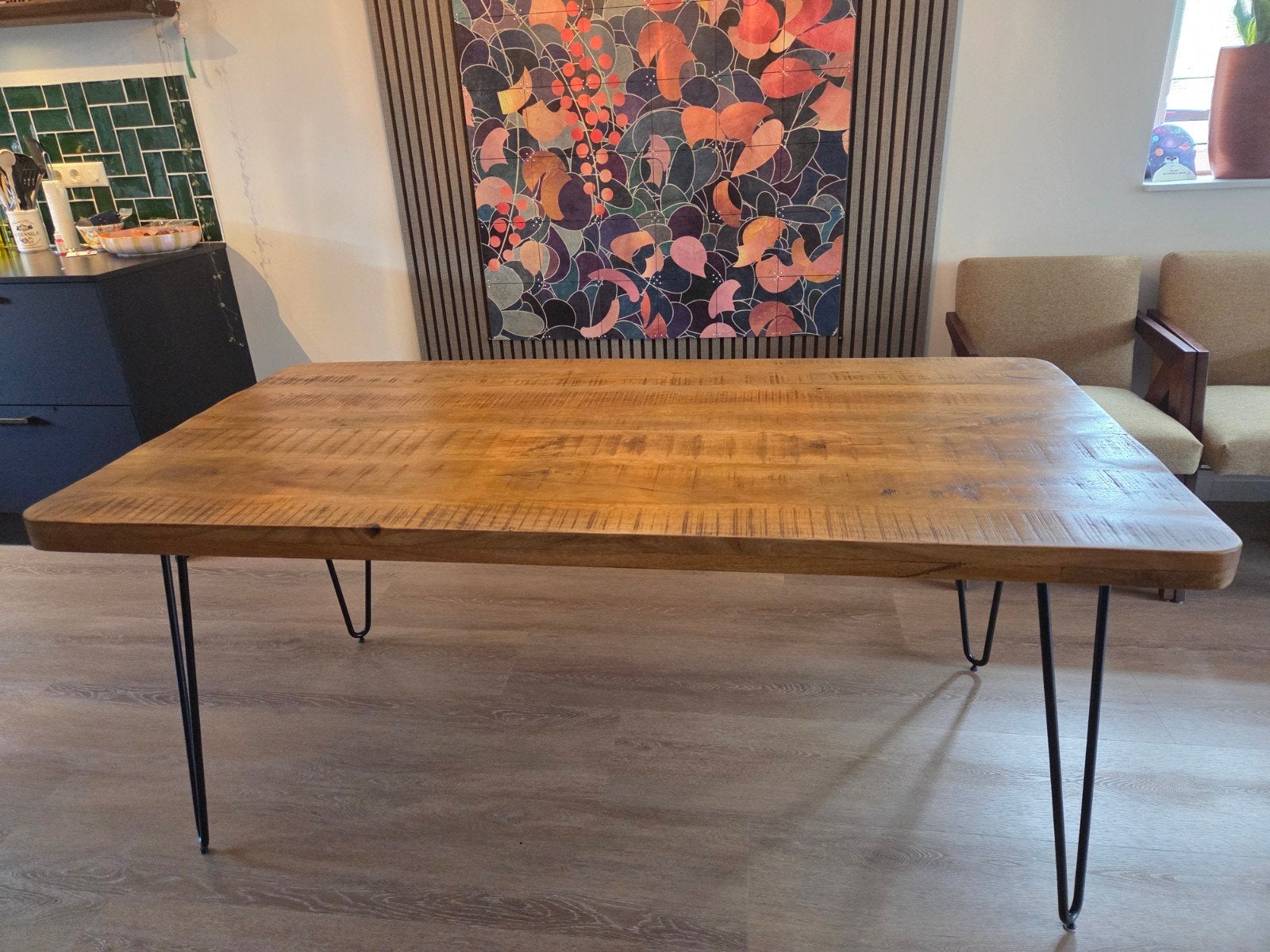 Robuuste eettafel mangohout, Ophalen, Rechthoekig, 150 tot 200 cm, 50 tot 100 cm