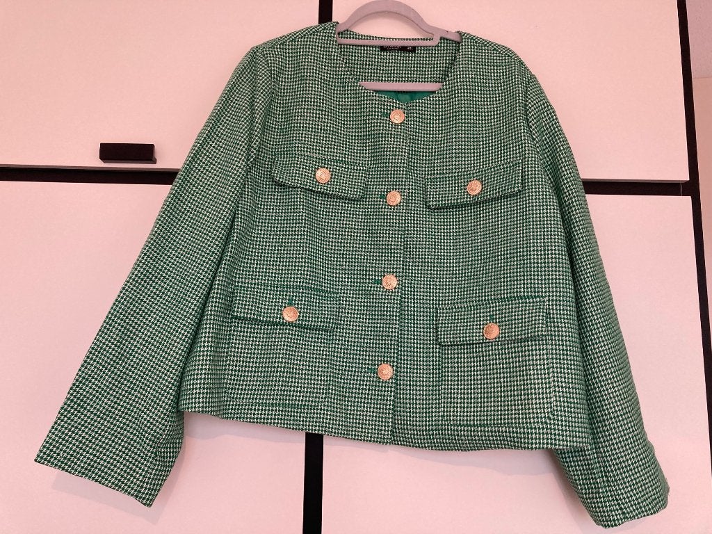 Jasje colbert gevoerd ZGAN pied de poule lurex maat 52, Maat 46/48 (XL) of groter, Ophalen of Verzenden, Zo goed als nieuw, Jasje