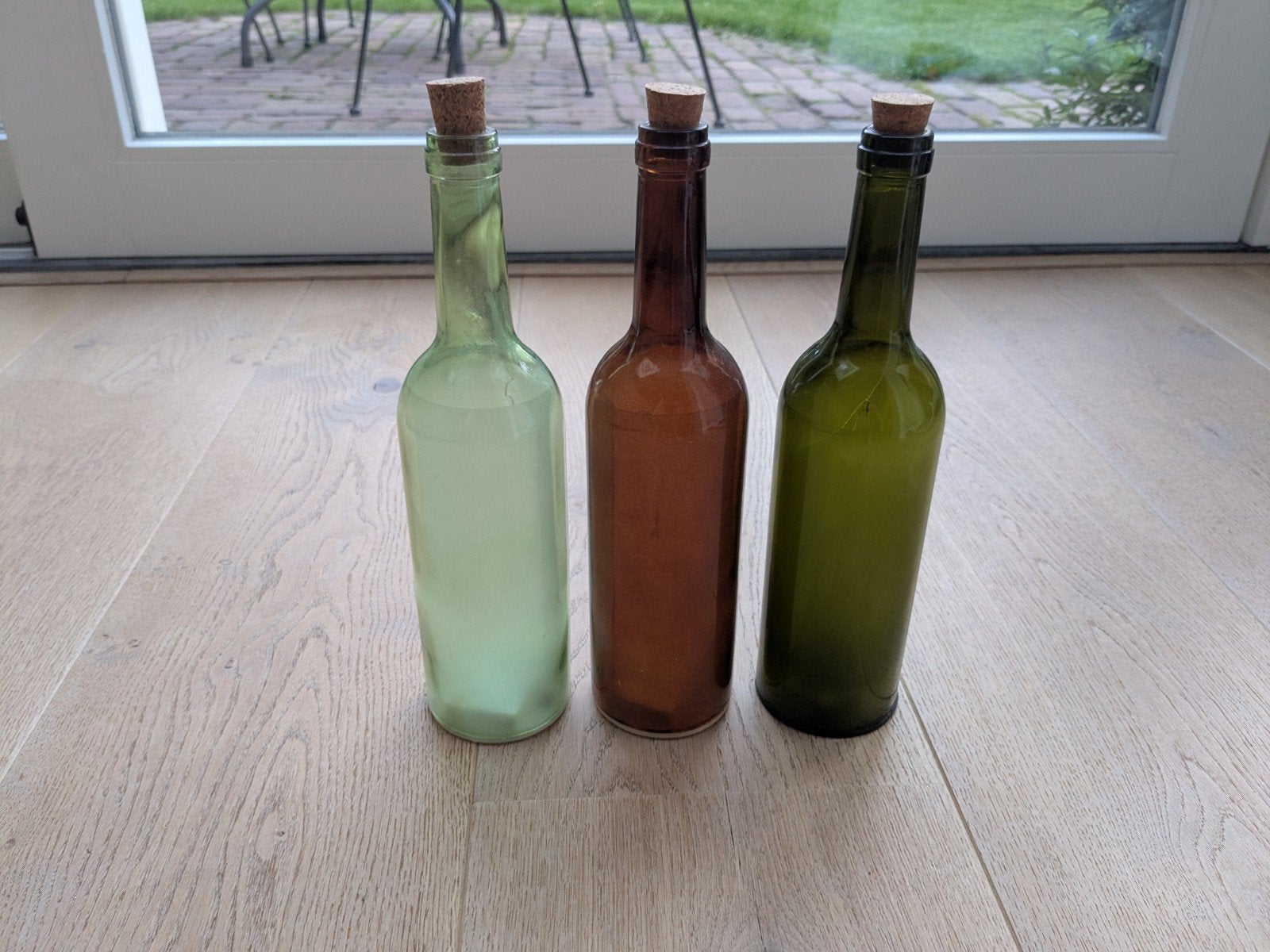 3x decoratieve fles, wijnfles met verlichting, Draadloos, Gebruikt, Industrieel, Ophalen of Verzenden