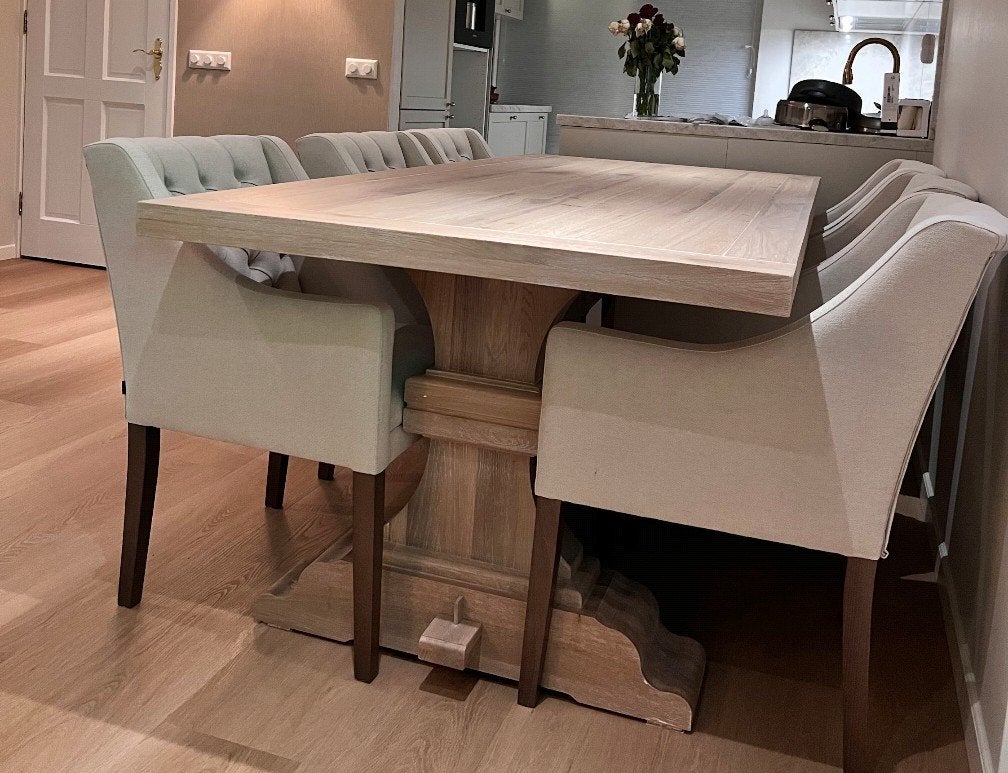 Elegante eettafel- Eikenhout, Huis en Inrichting, Tafels | Eettafels, Ophalen, 100 tot 150 cm, Modern landelijk, Zo goed als nieuw