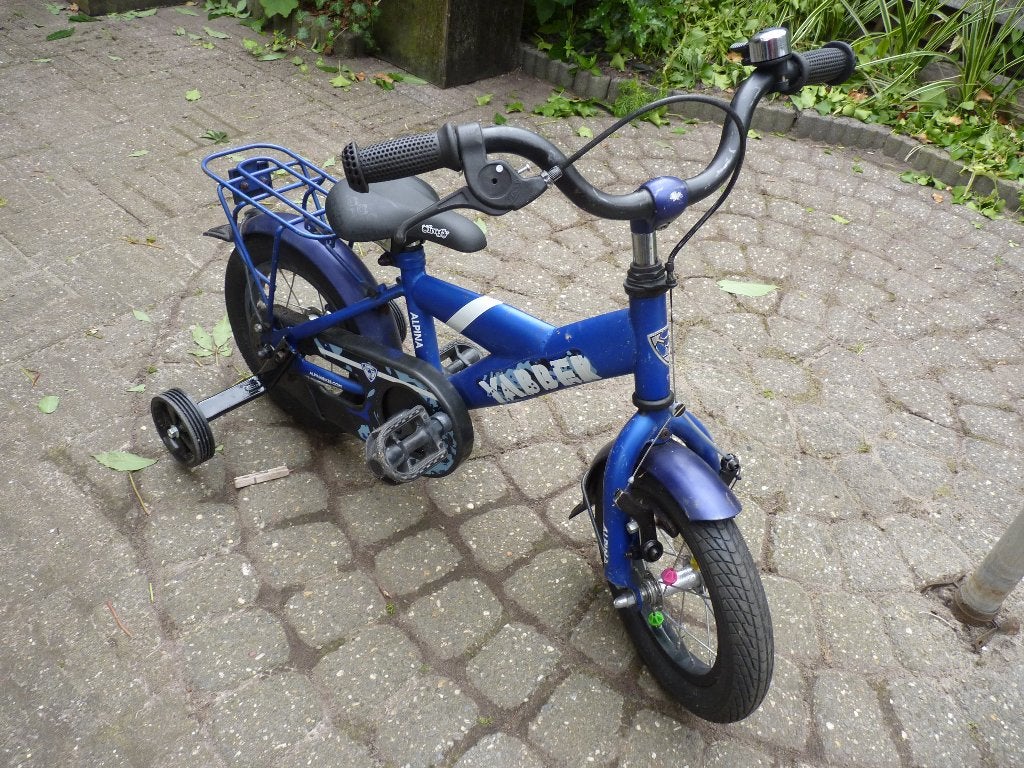 Stoere 12 inch Alpino Yabber  kleuterfietsje, Ophalen, Terugtraprem, Zijwieltjes, Alpina