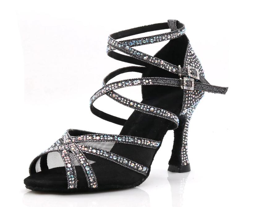 Zwarte glitter dans hakken salsa dames hoge dansschoenen, Verzenden, Nieuw, Zwart, Dansschoenen
