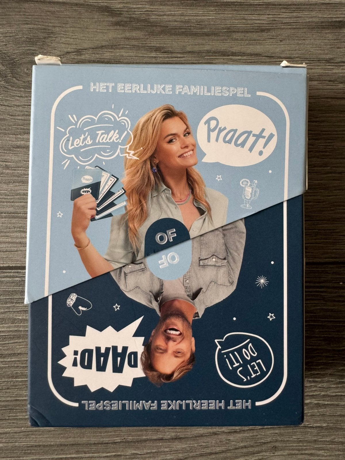 Praat of Daad! Het Heerlijke Familiespel (Nicolette & Bas), Hobby en Vrije tijd, Gezelschapsspellen | Kaartspellen, Ophalen of Verzenden
