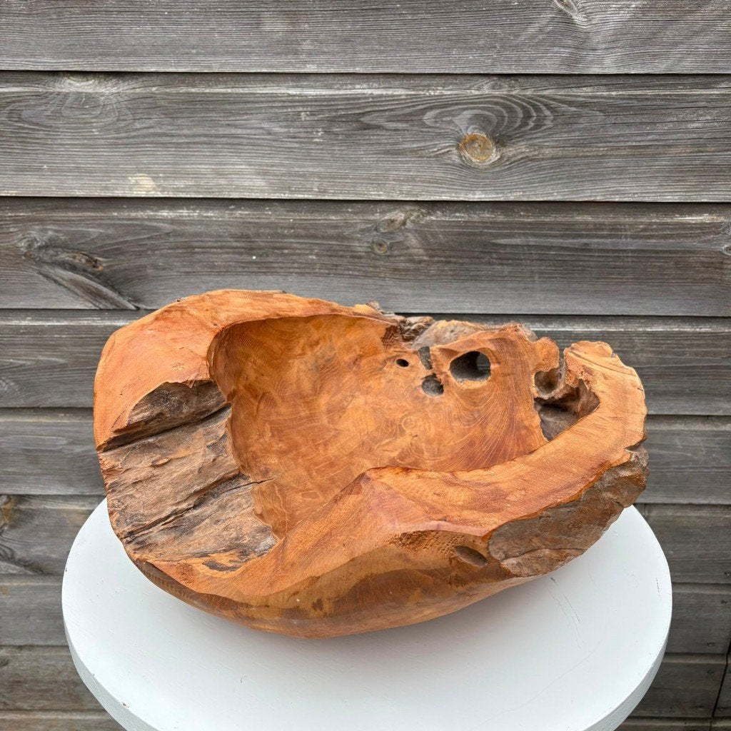 Grote bijzondere houten schaal, Huis en Inrichting, Woonaccessoires | Schalen en Manden, Ophalen, Gebruikt, Schaal, Rond