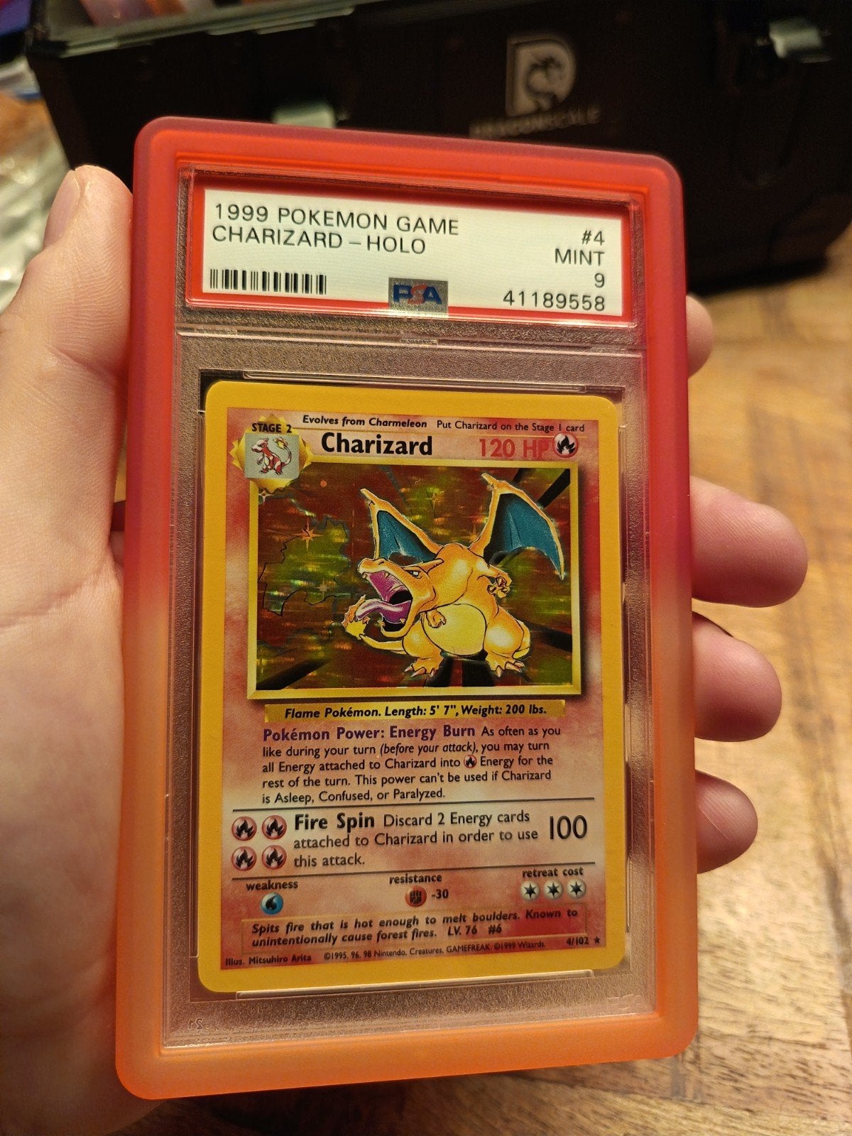 Pokémon Charizard Base Set PSA 9 kaart #4, Ophalen of Verzenden, Nieuw, Losse kaart, Foil