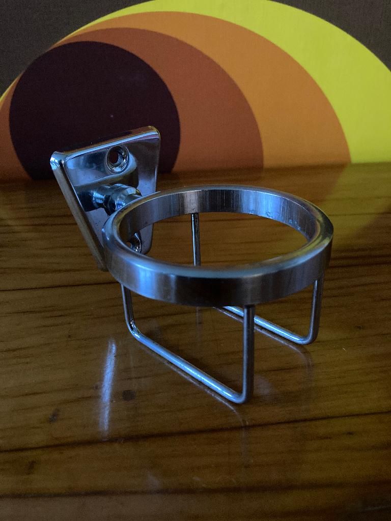 Vintage begin jaren 70 rvs bekerhouder 70's, Antiek en Kunst, Ophalen of Verzenden