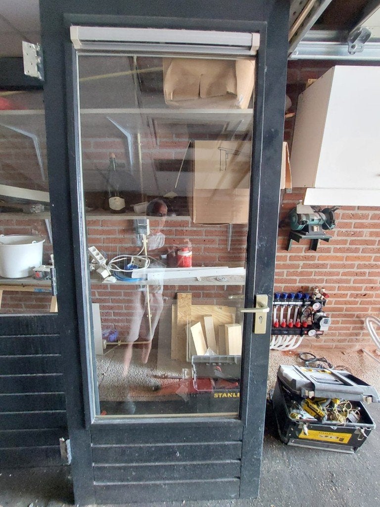 Hardhouten buitendeur, Doe-het-zelf en Verbouw, Ophalen, Gebruikt, 80 tot 100 cm, Buitendeur