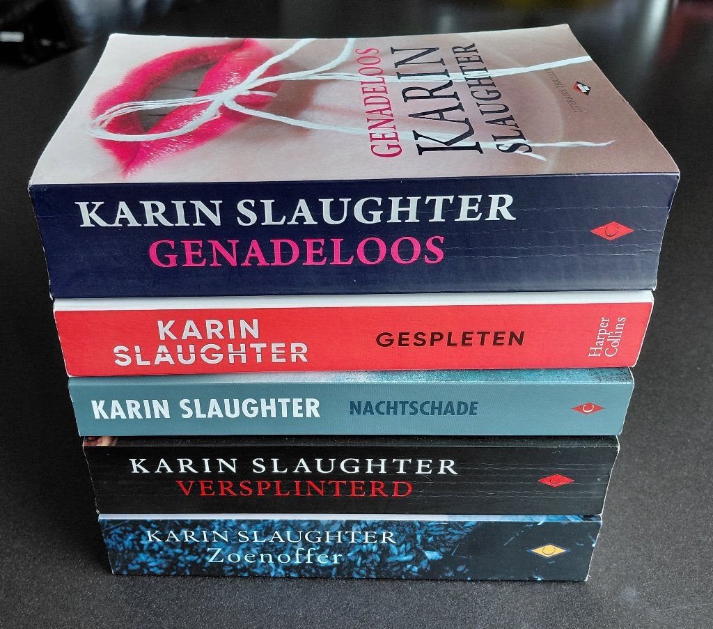 5 thrillers van Karin Slaughter - o.a. Versplinterd, Boeken, Ophalen of Verzenden, Gelezen, Karin Slaughter, Amerika